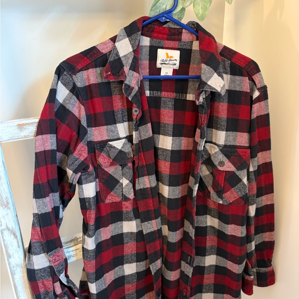 Field & Stream Red, Black and White Plaid Flannel Shirt